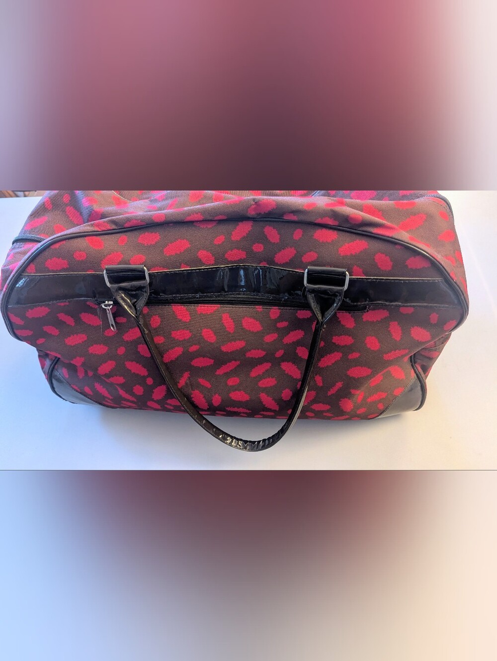 ULTA Red Brown Beauty Rolling Weekender Duffel Travel Bag 24"x10"x14"
